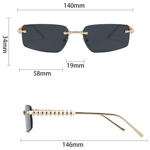 bullabulling Fashion Y2k Rimless Sunglasses for Men Women Vintage Small Narrow Rectangle Sun Glasses Shades 90s Eyewear4