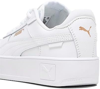 PUMA Carina Street Sneaker, White White Gold, 5 US Unisex Big Kid | Image 1