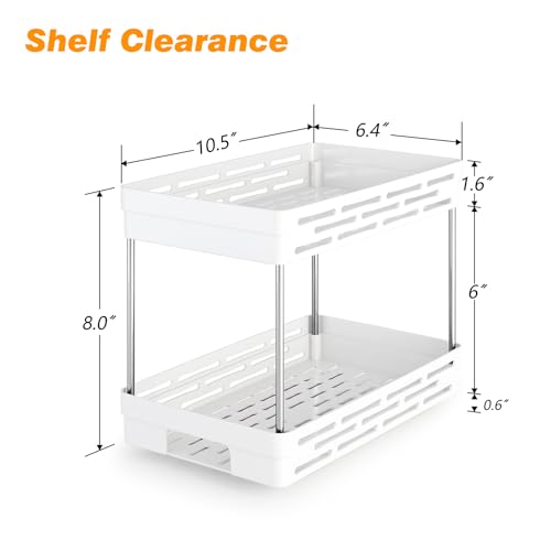 3 Packs Pull Out Spice Rack Organizer for Cabinet, Slide Out Spice Racks Organizer, Easy to Install Spice Cabinet Organizers, 4.33''Wx10.4''Dx8.5''H, Hold 15 Spice Jars - 2 Tier, White