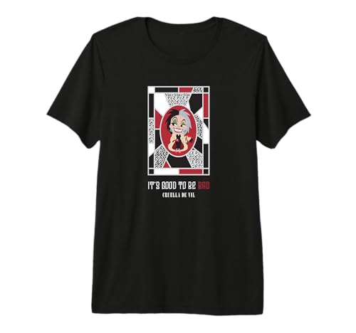 T-shirt Disney Villains Cruella De Vil de qualité supérieure pour style kawaii noir