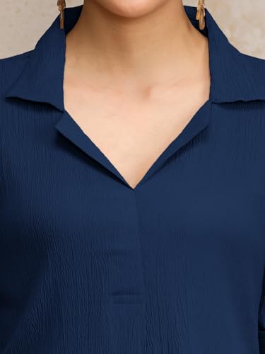 Image of Varanga Women Beige A -line Calf Length Dress Featuring Classic Shirt Collar and Short Sleeves which offering Comfort and Ease