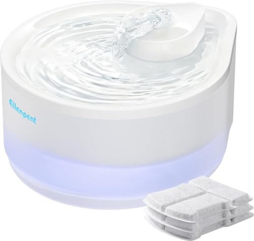Katzenbrunnen 2,5L Trinkbrunnen für Katze Super Leiser, Wasserbrunnen für Katzen mit LED und 3 Aktivkohlefilter, Leicht zu Reinigen, Wasserspender...