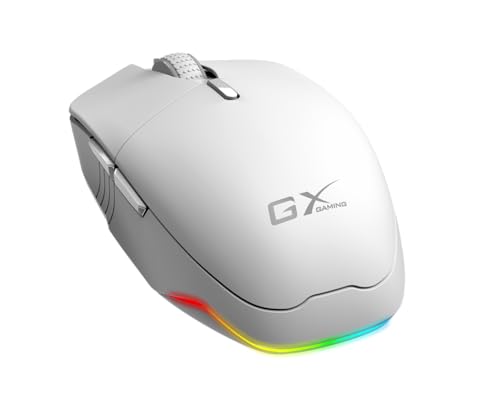 Souris de Jeu sans Fil Rechargeable, 3200 DPI, Bluetooth/2.4G, LED 7 Couleurs, 8 Modes de rétroéclairage, 6 Boutons, DPI réglable avec copilote AI, Blanc