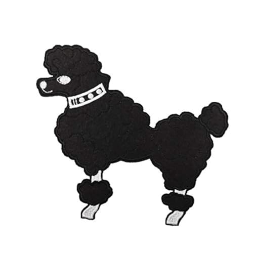 Cute-Patch Large Black Poodle Dog Pet Embroidered Iron on Patch Halloween 1950s Lady Costume
