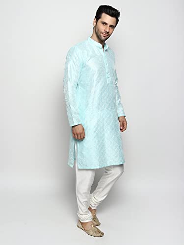 Image of Uri and MacKenzie Embroidery Silk Men's Kurta Pyjama Set