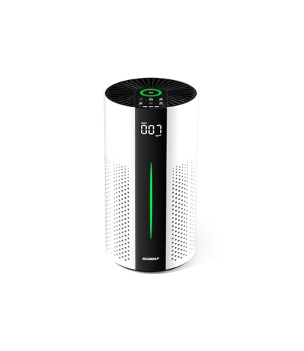 Image of ECOSELF Air Purifiers for Home Large Room up to 1800 Ft, Air Purifiers for Bedroom 360 Air Intake with Smart Auto Mode, HEPA Air Purifier, Air Cleaner for Smoke PoIIen Pet Dander, Ceramic White