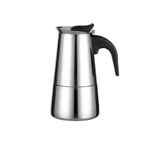 Cachpib Caffettiera italiana da 100 ml/2 tazze, in acciaio inox, con manico isolato, regalo per piano cottura a induzione