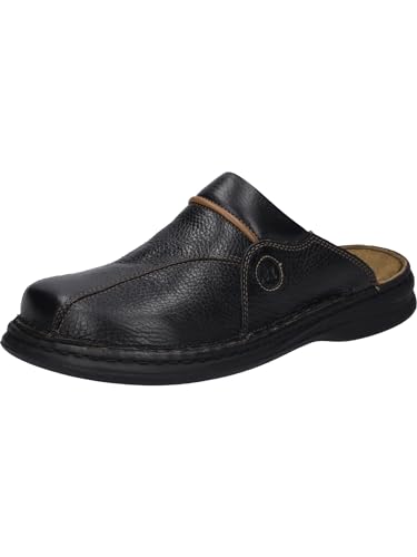 Josef Seibel Klaus Herren Clogs | Echtleder-Herrenschuhe für drinnen und draußen | Komfort-Schuhe aus Rindsleder, Schwarz (611 schwarz/cognac), 45 EU