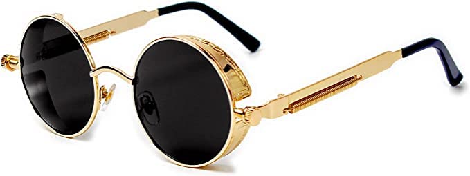 Vintage Round Steampunk Sunglasses for Women Men Circle Gothic Glasses Retro Metal Frame