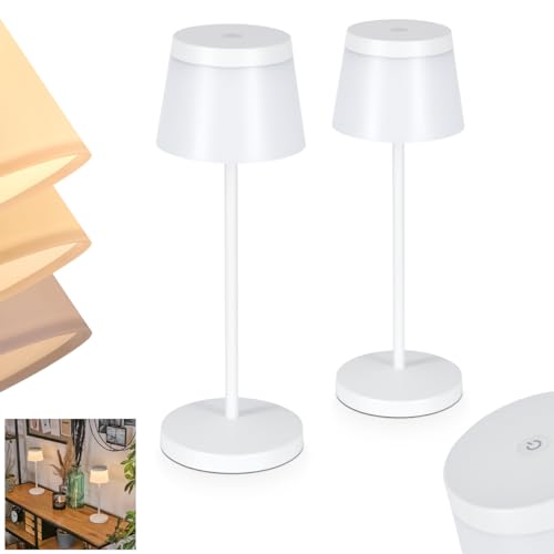 LED Tischleuchte Algeraz 2er Set, dimmbare Tischlampe aus Metall/Kunststoff in Weiß, Tischleuchte mit USB-C Anschluß, Akku, 1,5 Watt, 139 Lumen, 3000 Kelvin, An-/Ausschalter, Innen/Außen, IP44 LED Tischleuchte Algeraz 2er Set, dimmbare Tischlampe aus Metall/Kunststoff in Weiß, Tischleuchte mit USB-C Anschluß, Akku, 1,5 Watt, 139 Lumen, 3000 Kelvin, An-/Ausschalter, Innen/Außen, IP44