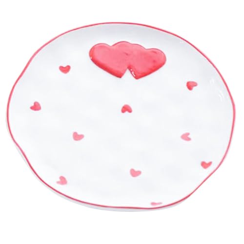Hemoton Heart Shaped Ceramic Plate Valentine Snack Serving Dish Porcelain Dessert Plate