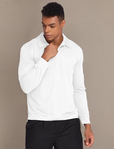 Image of Deyeek Men's Polo Shirts Long Sleeve Golf Polo Shirts for Men Quick Dry UPF 50+ Sun Protection Polos Casual Collared Shirts