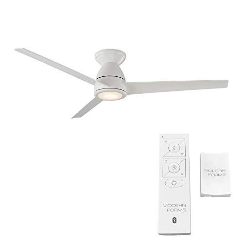 Tip Top Smart Indoor And Outdoor 3-Blade Flush Mount Ceiling Fan 52In Matte White With 3000K Led Light Kit And Remote Control Works With Alexa, Google Assistant, Samsung Things, And Ios Or Android App #TOP1