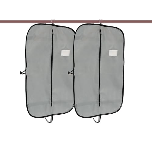 Image of Kuber Industries Pack of 2 Blazer Cover | Suit Covers with Zip for Women & Men | Dustproof Coat Bag for Clothes, Jacket | Plain Folding Coat Cover | Grey