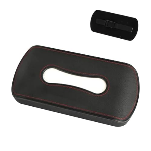Caja de Pañuelos Soporte organizador de servilletas for asiento trasero caja pañuelos coche con visera solar Fundas para Porta Pañuelos(Black Red Line)