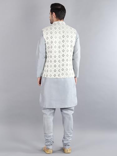 Image of Uri and MacKenzie Men's Silk Blend Kurta Pajama with Designer Ethnic Nehru Jacket /Modi Jacket