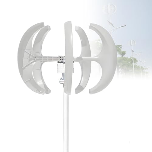 UORDBY Kit de generador eólico Vertical de 5 aspas, trifásico de CA con imán Permanente y Controlador, para Uso doméstico, monitoreo y Aplicaciones marítimas 400W-24V