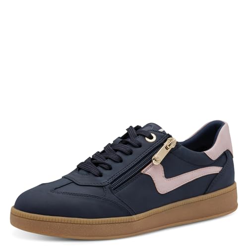 Marco Tozzi Damen Sneaker flach mit Reißverschluss Freizeit, Blau (Dk.Navy Comb), 39 EU