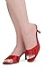 Shoe Land Women's Low Heels Stiletto Heeled Slides, Open Toe One Band Slip-On Heeled Mules – Dressy Heeled Sandals for Prom, Party Wedding and Vacation, 2401RedPT, Size 8.0, Deverena