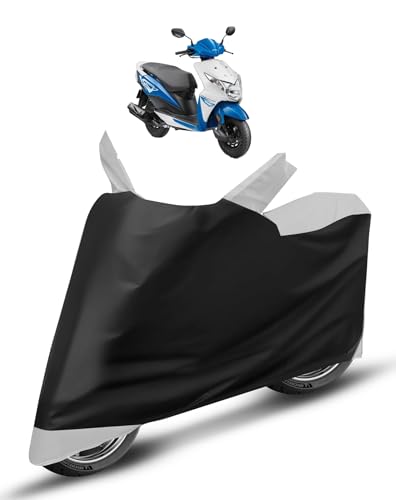 Image of Auto Hub Scooty Cover Compatible with Dio with Mirror Pocket, Dustproof, Heat Resistant, Triple Stitched, Dio Scooty Cover- Navy, Silver