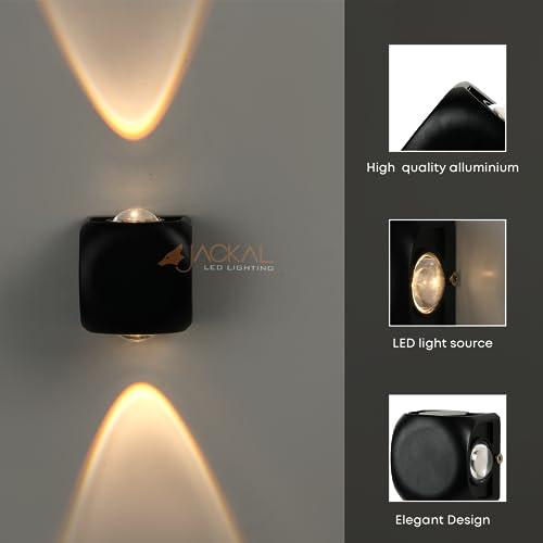 Image of JACKAL 4 Watt Warm White Up Down LED Outdoor Wall Lights Waterproof (2 Way) - IP65 Grade Waterproof Metal Body | Fancy Exterior Wall Mounted Light, Wall Lamp - 6 Months Warranty