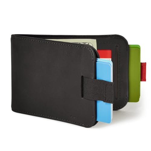 Image of Distil Union Everyday Set - Wally Bifold 5.0 RFID Wallet & Ferris KeyLoop - Slim Leather Wallet & Magnetic Keyring Set for Men - Minimalist Everyday Carry - Black