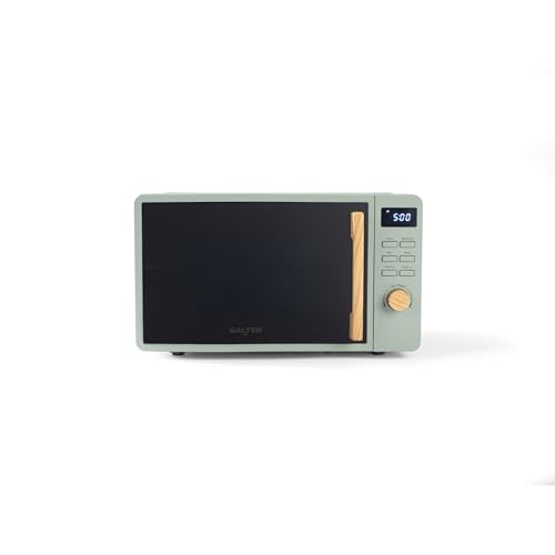 Salter Malmo 20 L Digital Microwave Oven - Clock and 60 Minute Timer 8 Cooking Presets Digital LED Display Defrost Solo Microwave 27cm Glass Turntable Easy Clean Sage Green 800 W