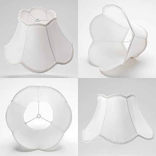 Bell Lamp Shades - Medium, White Lamp Shade For Table Lamps And Floor Lamps, Double Layer Fabric Lampshades With 7 Inch Harp, Hand Crafted Silk Cloth Lamp Cover (6.5 X 12 X 8.5 Inch) #TOP3