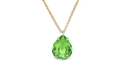 Collier Tourmaline Verte Poire Pendentif Or 14 Carats Bijou Goutte Femme