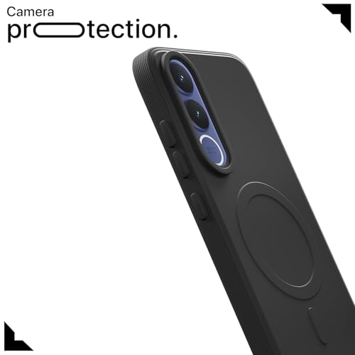 Image of Outlouders Back Cover for Vivo V70 FE 5G Soft Matte Silicone Cover with Slim Fit | Mag-Safe Logo (Not Mag-Safe Compatible) | Shockproof | Camera Protection Bumper Case (Black)
