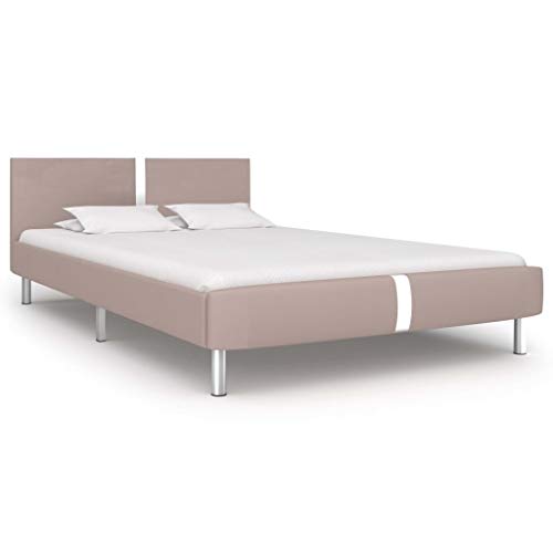 Festnight Bettgestell Lederbett mit Lattenrahmen Bettrahmen Balkenbett Bettrahmen Lattenrost Holzbett Jugendbett Gästebett Cappuccino-Braun Kunstleder 140x200 cm