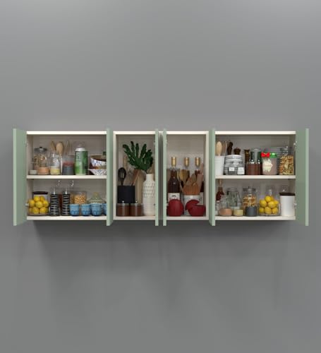 Image of SPECIALITY PANELS 6 Door Wall Cabinet with UV Profile Shutter | Wall Mounted Storage Cabinet for Kitchen Bathroom Living Room | Wooden Wall Cabinet Organizer Pista Green Finish DIY Assembly