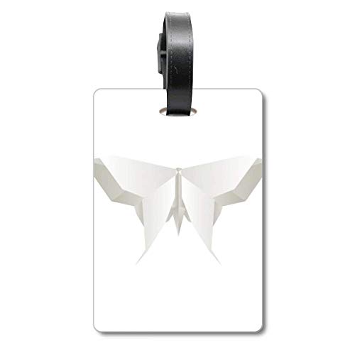 Étiquette d'identification pour valise au motif papillon abstrait blanc