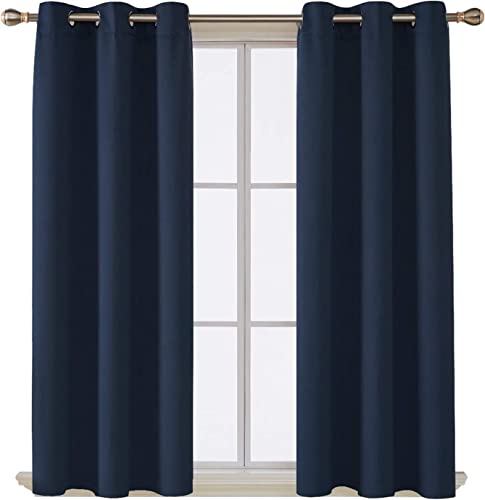 AR Ware Navy Blackout Curtains, 2 Panels Drapes Eyelet Thermal Curtains for Living Room and Bedroom, Energy Saving