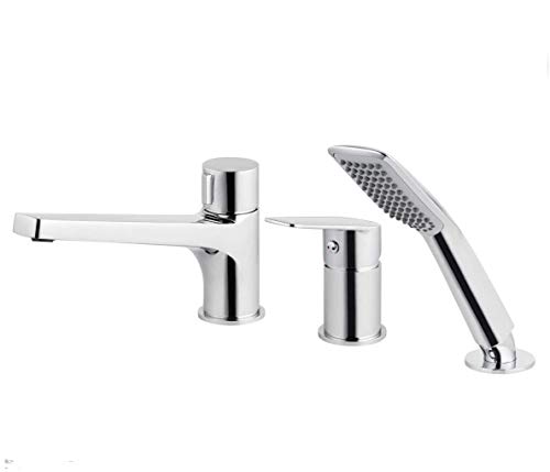 Succsale - Stylische Designer 3-Loch Wannenarmatur Badarmatur Badewanne Wannenrandarmatur - Badarmatur-JASMIN - Chrom