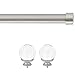 Amazon Basics Barra de la cortina 72 144", Níquel + Remate de bola de acrílico transparente, Níquel