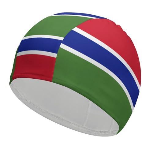 Gorro de baño con la Bandera de Gambia para Mujeres y Hombres, Impermeable, para Adultos, para Cabello Largo y Corto.
