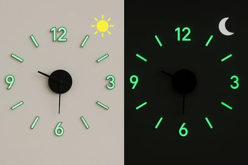 Image of cozyloom Radium Simple Wall Clock - Minimalist Modern Analog Timepiece with Glow-in-Dark Radium Markers &, Office, Living Room & Bedroom Decor (60x60cm)