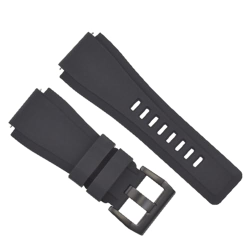 Ewatchparts 24mm Silicone Rubber Band Strap Compatible With Bell Ross BR-01-BR-03 Watch Black Brush