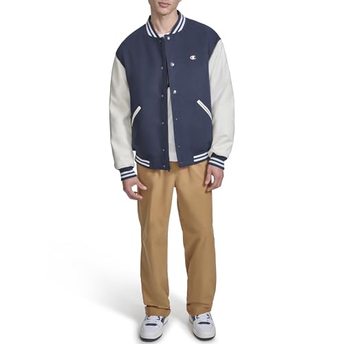 Champion Men's Letterman Varsity Bomber Jacket with Quilted Lining & Embroidered Sleeves2