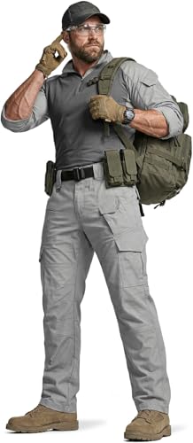 Image of CQR Men's Flex Ripstop Tactical Pants, Water Resistant Stretch Cargo Pants, Lightweight EDC Hiking Work Pants