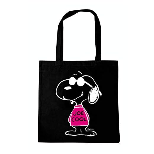 Logoshirt® Peanuts | Snoopy | Joe Cool Rosa | Bolsa de algodón | Impresa I Asas largas | negro | Diseño original con licencia