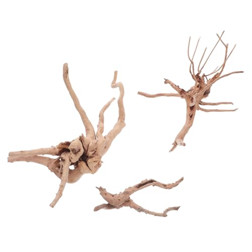 HEALEEP 3個点天然流木 水槽装飾 魚タンク用淡水対応 不規則形状の物木質