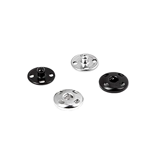 Samuay Snap Buttons For Sewing And Crafting 72 Sets In 2 Colors Black And Silver - Heavy Duty Metal Snaps For Leather Jackets, Jeans, Bags & Clothing - 10Mm #TOP2