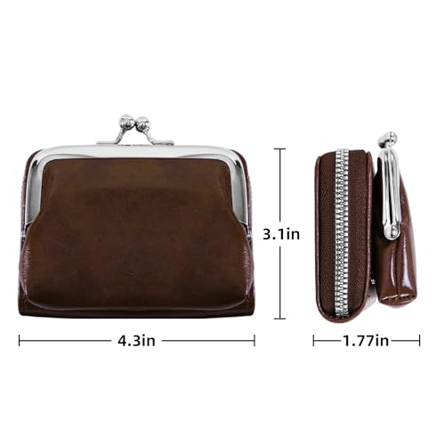 ANEW Detachable 2 in 1 Purse Wallet, Credit Card Holder Wallets with Cion Purse for Women, Ladies Girls Small Cute Change Purse Wallet with Zipper Wristband PU Leather (Coffee)2