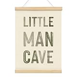 Wheatwin Little Man Cave Decor for Nursery, Sage Green Wall Art with Wooden Poster Hanger, Boy...