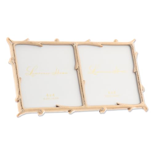 Image of Lawrence Frames Metal Frame, Branch Design, Gold, 4x4 Double