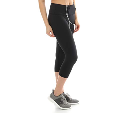 Sport-it Capris High Waisted Leggings Tummy Control Pants with Pockets Black