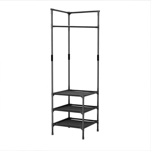 Fiegcit コーナーハンガーラック コーナー衣帽掛け フリースタンド式 寝室用 ベッドサイドクローゼット 衣服掛け簡易収納ラック 壁際掛け物掛け収納 ハンガーラック 洋服掛け キャスター付き 衣類収納 省スペース 軽量型 ハンガーラック 頑丈 コンパク