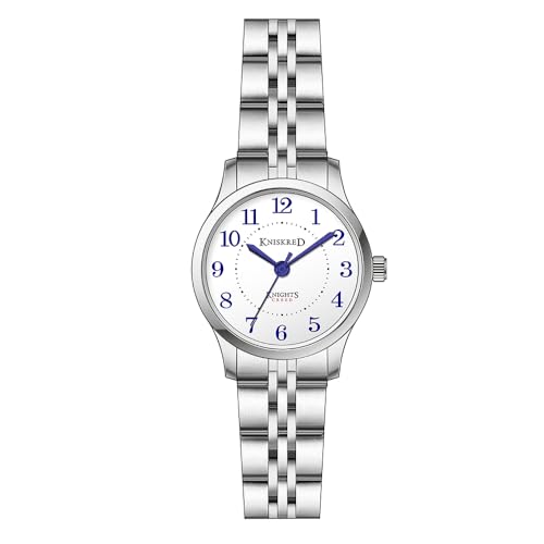 KNISKRED Montre Facile à Lire pour Femmes avec Bande en Acier Inoxydable Solide Montre à Robe pour Dames Resistante à l'eau (Argent)